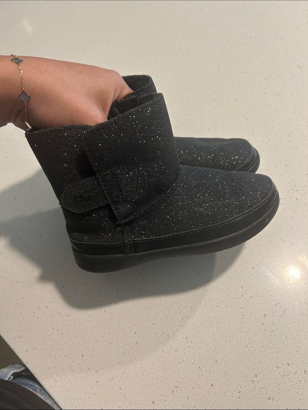UGG Kids Black Glitter Cozy Boots